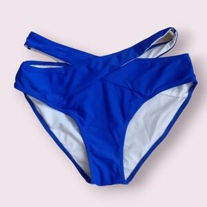 Electric blue cutout swimsuit bottoms, M